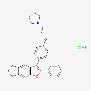 Pyrrolidine, 1-(2-(p-(6,7-dihydro-2-phenyl-5H-indeno(5,6-b)furan-3-yl)phenoxy)ethyl)-, hydrochloride