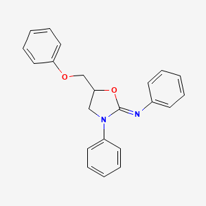 molecular formula C22H20N2O2 B14689639 Benzenamine, N-[5-(phenoxymethyl)-3-phenyl-2-oxazolidinylidene]- CAS No. 34028-37-0