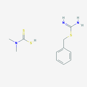 molecular formula C11H17N3S3 B14689663 benzyl carbamimidothioate;dimethylcarbamodithioic acid CAS No. 31236-75-6