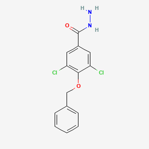 molecular formula C14H12Cl2N2O2 B14689671 Benzoic acid, 4-(benzyloxy)-3,5-dichloro-, hydrazide CAS No. 23964-36-5