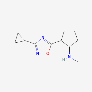 molecular formula C11H17N3O B1468985 2-(3-cyclopropyl-1,2,4-oxadiazol-5-yl)-N-methylcyclopentan-1-amine CAS No. 1342191-36-9