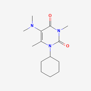 molecular formula C14H23N3O2 B14689886 Uracil, 1-cyclohexyl-3,6-dimethyl-5-dimethylamino- CAS No. 32150-41-7