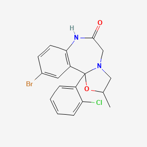 Oxazolo(3,2-d)(1,4)benzodiazepin-6(5H)-one, 2,3,7,11b-tetrahydro-10-bromo-11b-(o-chlorophenyl)-2-methyl-