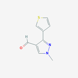 molecular formula C9H8N2OS B1469009 1-methyl-3-(thiophen-3-yl)-1H-pyrazole-4-carbaldehyde CAS No. 1250480-21-7
