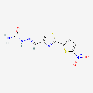 molecular formula C9H7N5O3S2 B14690123 2-((2-(5-Nitro-2-thienyl)-4-thiazolyl)methylene)hydrazinecarboxamide CAS No. 31898-38-1