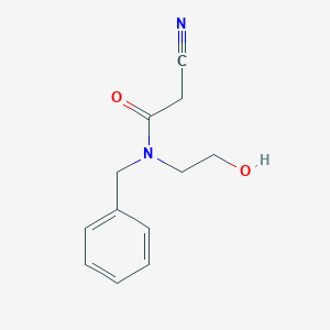 molecular formula C12H14N2O2 B1469017 N-benzyl-2-cyano-N-(2-hydroxyethyl)acetamide CAS No. 1249597-90-7