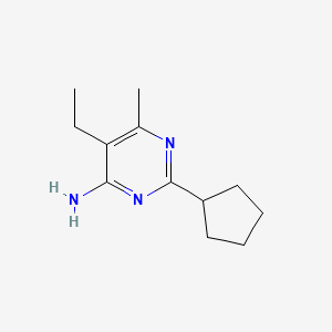 molecular formula C12H19N3 B1469044 2-Cyclopentyl-5-ethyl-6-methylpyrimidin-4-amine CAS No. 1247222-71-4