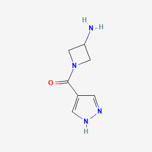 molecular formula C7H10N4O B1469051 1-(1H-pyrazole-4-carbonyl)azetidin-3-amine CAS No. 1339903-04-6