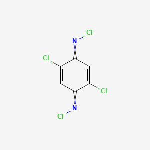 molecular formula C6H2Cl4N2 B14690637 N,N'-(2,5-Dichlorocyclohexa-2,5-diene-1,4-diylidene)dihypochlorous amide CAS No. 31352-26-8