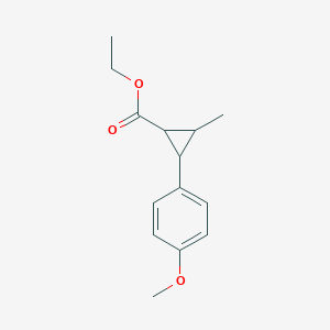 molecular formula C14H18O3 B14690724 Ethyl 2-(4-methoxyphenyl)-3-methylcyclopropanecarboxylate CAS No. 23772-98-7