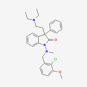 molecular formula C29H34ClN3O2 B14690797 2-Indolinone, 1-((2-chloro-3-methoxybenzyl)methylamino)-3-(2-(diethylamino)ethyl)-3-phenyl- CAS No. 33391-46-7