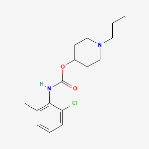 molecular formula C16H23ClN2O2 B14690844 Carbanilic acid, 2-chloro-6-methyl-, N-propyl-4-piperidinyl ester CAS No. 33531-32-7