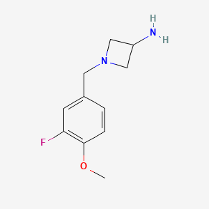 molecular formula C11H15FN2O B1469123 1-[(3-氟-4-甲氧基苯基)甲基]氮杂环丁烷-3-胺 CAS No. 1339462-22-4
