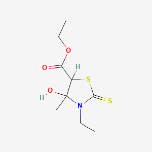 3-Ethyl-4-hydroxy-4-methyl-2-thioxo-5-thiazolidinecarboxylic acid ethyl ester