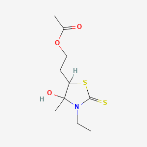 2-(3-Ethyl-4-hydroxy-4-methyl-2-sulfanylidene-1,3-thiazolidin-5-yl)ethyl acetate