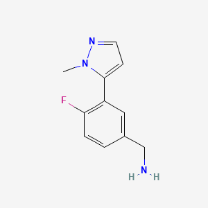 molecular formula C11H12FN3 B1469186 (4-fluoro-3-(1-methyl-1H-pyrazol-5-yl)phenyl)methanamine CAS No. 1343211-85-7