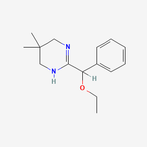 molecular formula C15H22N2O B14691880 3,4,5,6-Tetrahydro-5,5-dimethyl-2-(alpha-ethoxybenzyl)pyrimidine CAS No. 33236-02-1