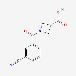 molecular formula C12H10N2O3 B1469201 1-(3-氰基苯甲酰)氮杂环丁-3-羧酸 CAS No. 1407081-48-4