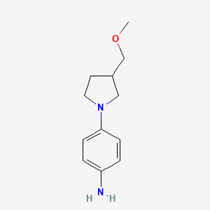 molecular formula C12H18N2O B1469255 4-[3-(Methoxymethyl)pyrrolidin-1-yl]aniline CAS No. 1479707-48-6