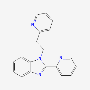 molecular formula C19H16N4 B14692697 2-(Pyridin-2-yl)-1-[2-(pyridin-2-yl)ethyl]-1H-benzimidazole CAS No. 34707-81-8