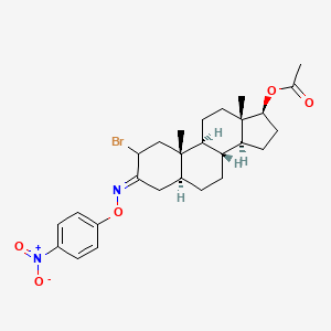 5-alpha-Androstan-3-one, 2-bromo-17-beta-hydroxy-, O-(p-nitrophenyl)oxime, acetate (ester)