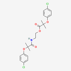 B14693139 Propanoic acid, 2-(4-chlorophenoxy)-2-methyl-, 2-((2-(4-chlorophenoxy)-2-methyl-1-oxopropyl)amino)ethyl ester CAS No. 34789-83-8