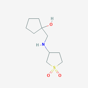 molecular formula C10H19NO3S B1469314 3-{[(1-Hydroxycyclopentyl)methyl]amino}-1lambda6-thiolane-1,1-dione CAS No. 1486949-94-3