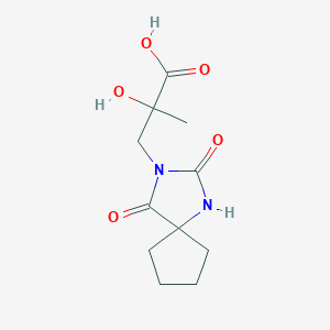 molecular formula C11H16N2O5 B1469318 3-{2,4-Dioxo-1,3-diazaspiro[4.4]nonan-3-yl}-2-hydroxy-2-methylpropanoic acid CAS No. 1477817-59-6