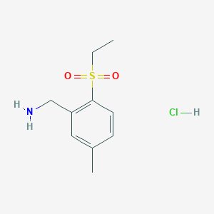 molecular formula C10H16ClNO2S B1469332 1-[2-(Ethylsulfonyl)-5-methylphenyl]methanamine hydrochloride CAS No. 1192347-96-8