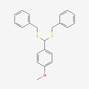 molecular formula C22H22OS2 B14693342 1-[Bis(benzylsulfanyl)methyl]-4-methoxybenzene CAS No. 32188-47-9