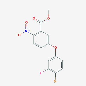molecular formula C14H9BrFNO5 B1469352 Methyl 5-(4-bromo-3-fluorophenoxy)-2-nitrobenzoate CAS No. 1192319-50-8