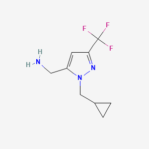molecular formula C9H12F3N3 B1469406 (1-(cyclopropylmethyl)-3-(trifluoromethyl)-1H-pyrazol-5-yl)methanamine CAS No. 1374781-14-2