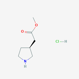 molecular formula C7H14ClNO2 B1469413 甲基(S)-吡咯烷-3-YL-乙酸盐 hcl CAS No. 1024038-33-2