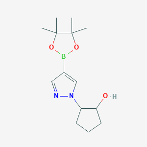 molecular formula C14H23BN2O3 B1469417 2-[4-(4,4,5,5-tetramethyl-1,3,2-dioxaborolan-2-yl)-1H-pyrazol-1-yl]Cyclopentanol CAS No. 1313726-16-7