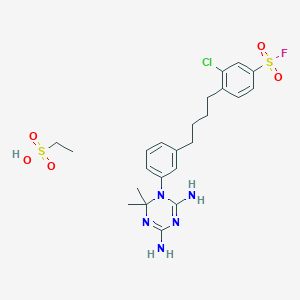 3-Chloro-4-[4-[3-(4,6-diamino-2,2-dimethyl-1,3,5-triazin-1-yl)phenyl]butyl]benzenesulfonyl fluoride;ethanesulfonic acid