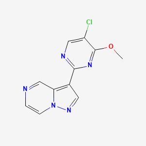 molecular formula C11H8ClN5O B1469466 3-(5-氯-4-甲氧嘧啶-2-基)吡唑并[1,5-a]哒嗪 CAS No. 1330044-04-6