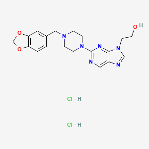 9H-Purine-9-ethanol, 2-(4-piperonyl-1-piperazinyl)-, dihydrochloride