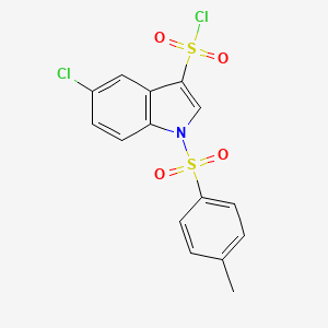 molecular formula C15H11Cl2NO4S2 B1469538 5-氯-1-(4-甲苯磺酰基)-1H-吲哚-3-磺酰氯 CAS No. 1341039-18-6