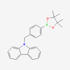 molecular formula C25H26BNO2 B1469589 9-[4-(4,4,5,5-Tetramethyl-[1,3,2]dioxaborolan-2-yl)-benzyl]-9H-carbazole CAS No. 1315281-51-6
