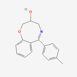 molecular formula C17H17NO2 B14695904 6-p-Tolyl-3,4-dihydro-2H-1,5-benzoxazocin-3-ol hemihydrate CAS No. 27827-60-7