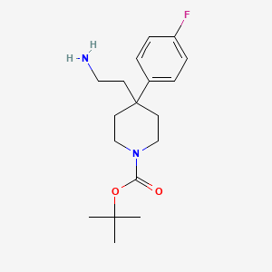 B1469618 tert-Butyl 4-(2-aminoethyl)-4-(4-fluorophenyl)-1-piperidinecarboxylate CAS No. 1822843-55-9