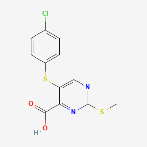 4-Pyrimidinecarboxylic acid, 5-((4-chlorophenyl)thio)-2-(methylthio)-