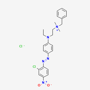 molecular formula C25H29Cl2N5O2 B14696327 Benzyl(2-((4-((2-chloro-4-nitrophenyl)azo)phenyl)ethylamino)ethyl)dimethylammonium chloride CAS No. 35714-87-5