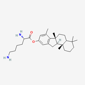 molecular formula C28H44N2O2 B1469641 (2S)-(6aR,11aR,11bS)-4,4,6a,7,11b-Pentamethyl-2,3,4,4a,5,6,6a,11,11a,11b-decahydro-1H-benzo[a]fluoren-9-yl 2,6-diaminohexanoate CAS No. 1000010-11-6