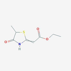 Acetic acid, (5-methyl-4-oxo-2-thiazolidinylidene)-, ethyl ester