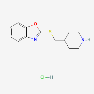 molecular formula C13H17ClN2OS B1469651 2-((Piperidin-4-ylmethyl)thio)benzo[d]oxazole hydrochloride CAS No. 1211495-57-6