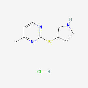 molecular formula C9H14ClN3S B1469659 4-Methyl-2-(pyrrolidin-3-ylthio)pyrimidine hydrochloride CAS No. 1420888-78-3