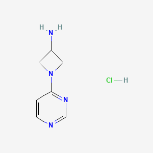 molecular formula C7H11ClN4 B1469708 1-(Pyrimidin-4-yl)azetidin-3-amine hydrochloride CAS No. 1384430-84-5