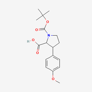 molecular formula C17H23NO5 B1469711 1-(tert-Butoxycarbonyl)-3-(4-methoxyphenyl)proline CAS No. 1822562-67-3