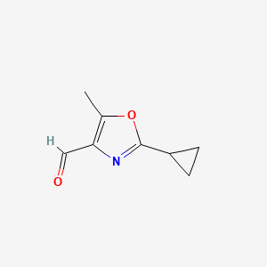 molecular formula C8H9NO2 B1469740 2-Cyclopropyl-5-methyl-1,3-oxazole-4-carbaldehyde CAS No. 1823035-12-6